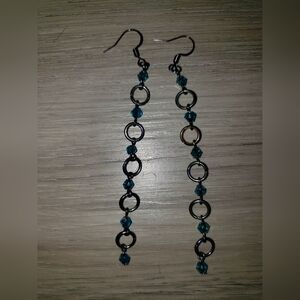 Long aqua dangle earrings